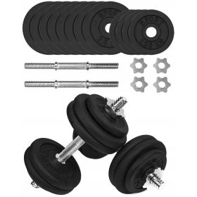    Verstellbare Hanteln aus Gusseisen, 2 x 15 kg, Hanteln, 30 kg