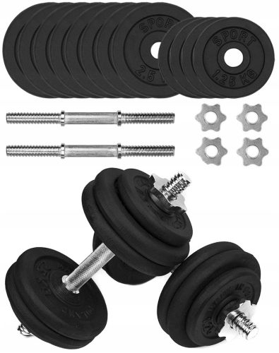  Verstellbare Hanteln aus Gusseisen, 2 x 15 kg, Hanteln, 30 kg