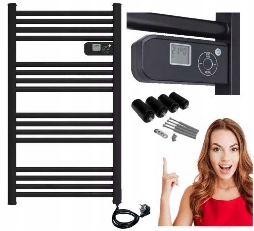  Goodhome elektrischer Badheizkörper 500 W 55 x 98 mm schwarz