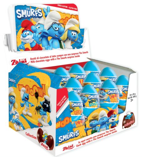 Schokoladen-Überraschungseier mit Schlümpfe-Figuren, 24er Pack