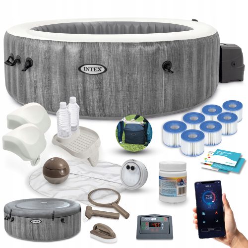 Whirlpool, Garten-Whirlpool Intex runder aufblasbarer Hydromassage-Pool 1098 l