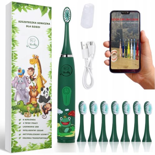  Schallzahnbürste für Kinder, elektrische Zahnbürste, Frosch, Fersenbezug