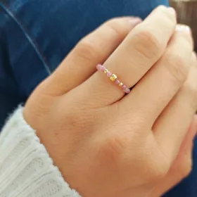  Rosa Turmalinring 2 mm, 24 Karat Silber