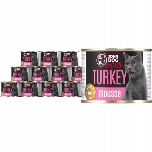  JOHN DOG für KATZEN ERWACHSENE Truthahnmusse Dose 200g*12