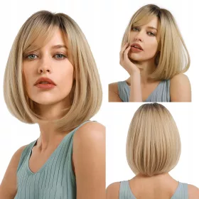    NCDSHAIR mittellange synthetische blonde Haarperücke für Damen