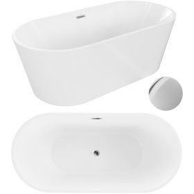   Freistehende Acrylbadewanne Mexen Luna Mittelablauf 180 x 80 cm