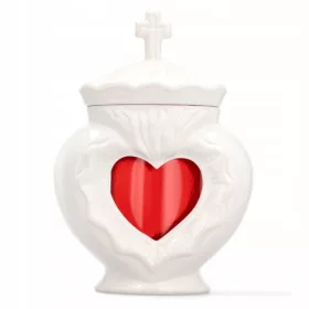  Keramikkerze mit weißem Herz + Lampe