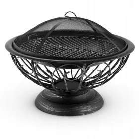    Gartenfeuerstelle Grill Lagerfeuer Ø75cm rund Rost Abdeckung Stahl schwarz