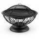 Gartenfeuerstelle Grill Lagerfeuer Ø75cm rund Rost Abdeckung Stahl schwarz