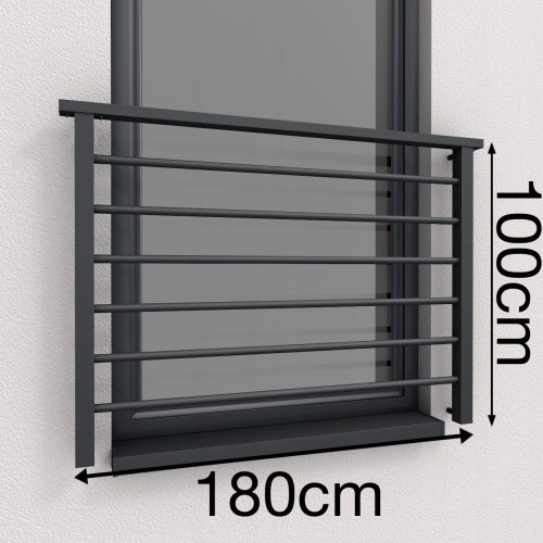 Französische Aluminium-Fensterbalustrade 180 cm 7016