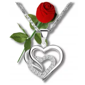    Silber Set 925 Anhänger Drei Herzen Kette Muttertag Love LOVE