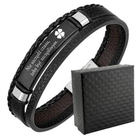  Lederarmband für EHEMANN mit GRAVUR, 316L-Stahl