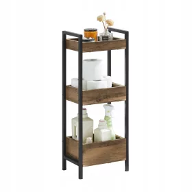  SoBuy Badezimmerregal, dunkle Buche, 20 x 28 x 74 cm
