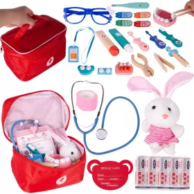  Holzset für einen kleinen Zahnarzt. Im Koffer