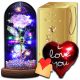 EWIGE ROSE IM GLAS, LEUCHTENDE LED-VALENTINSTAGSGESCHENK FÜR IHRE FRAU, BOX