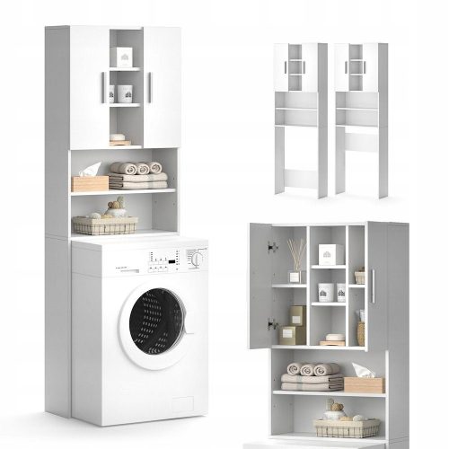 Weißer Badezimmer-Waschmaschinenschrank, 190 cm hoch