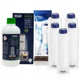  5x WASSERFILTER + DeLonghi ENTKALKER 500ml SET