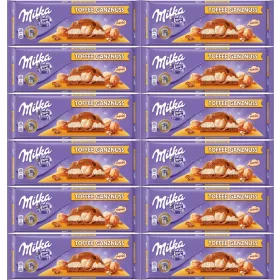   Milka Toffee Wholenut mit ganzen Haselnüssen und Karamellfüllung, 300g x12