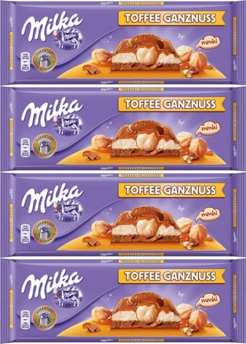 Milka Toffee Wholenut Milchschokolade mit ganzen Haselnüssen 300g x4