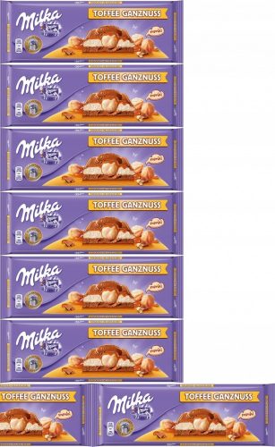 Milka Toffee Wholenut - Alpenmilch Schokolade mit Karamell & Ganzen Haselnüssen, 300g, 8er Pack