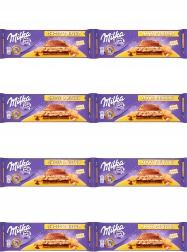 Milka Choco & Biscuit Schokolade 300g - Packung mit 8 Tafeln