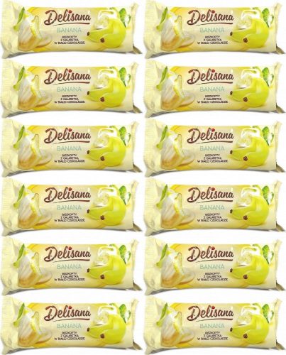 Delicpol Biszkopty mit Weißer Schokolade und Bananen-Gelee, 12 Stück