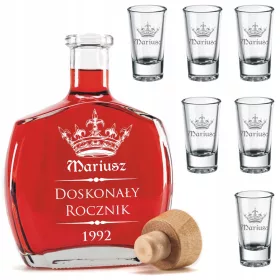  Alkoholkaraffe 500 ml, 6 Gläser mit GRAVUR