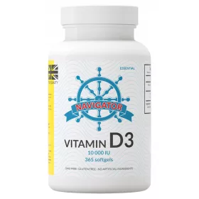   Navigator Vitamin D3 10000 IU - 365 Gelkapseln für Knochen und Immunsystem