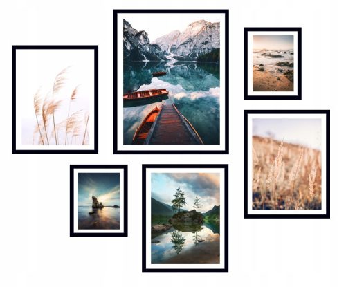 Bilder an der Wand 6x RAHMENGEMÄLDE, POSTER, BOHO-RAHMEN, PAMPASBOOT