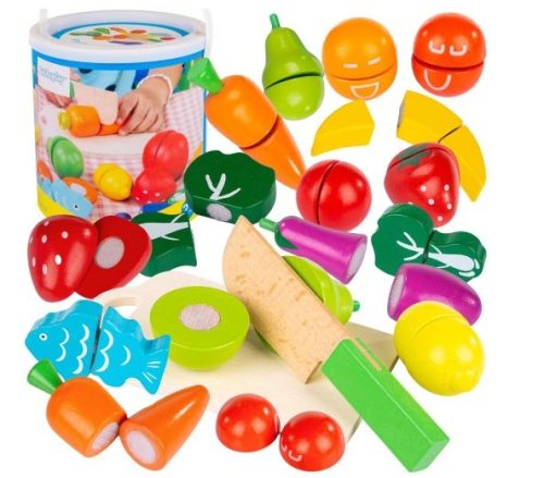  Kinderspiel Obst und Gemüse aus Holz zum Schneiden mit Klettverschluss