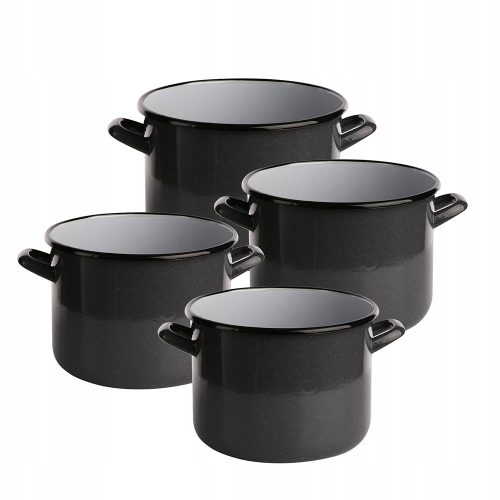 Kochset Set schlesisch grau gesprenkelte emaillierte Töpfe, 4-tlg.