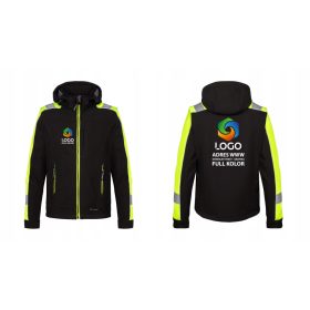   Arbeiter-Arbeitsschutz-Warnjacke mit Kapuze mit eigenem Logo-Aufdruck, Größe L