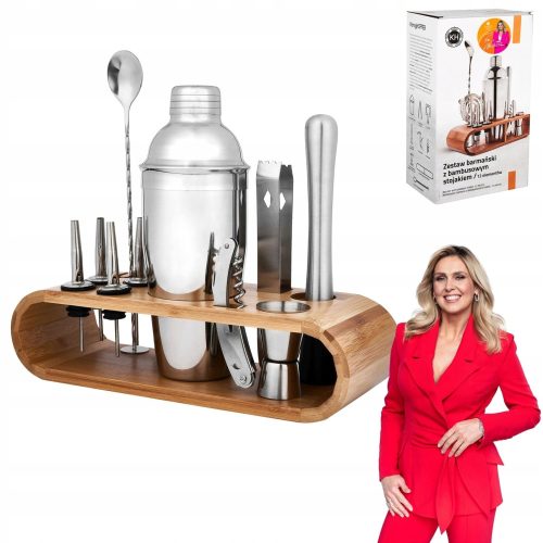 Barkeeper-Set mit Bambus-Stahlständer, 12-teilig