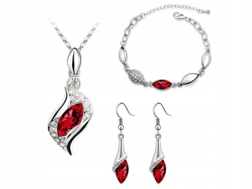  Silberschmuckset, rote Tränen, Geschenk