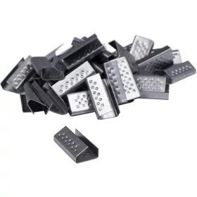 Verschlüsse, 12 Umreifungsklammern aus Zinnmetall