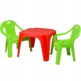  Kindertisch, Kunststofftisch + 2 Stühle-Set