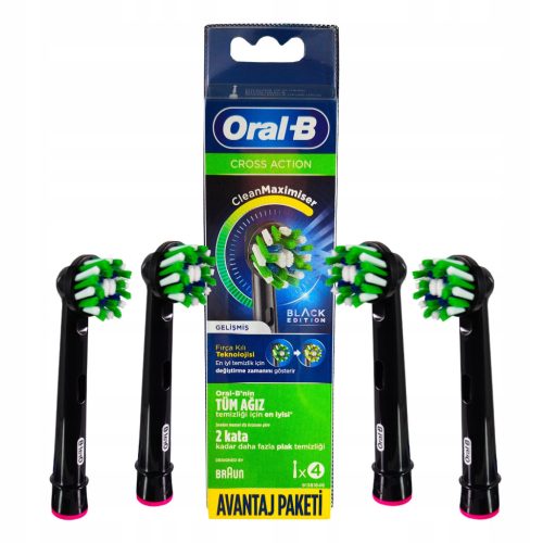  Oral B Cross Action Black Bürstenköpfe, schwarz, 4 Stück