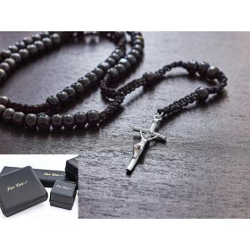  ROSENKRANZ-HALSKETTE MIT PÄPSTLICHEM KREUZ