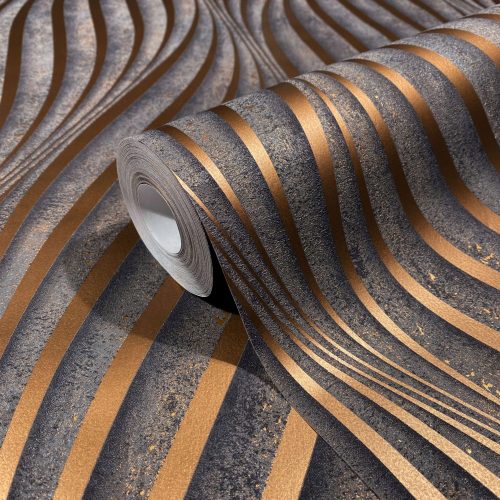 3D-Muster - WELLE - Kupfer - Beton - TAPETE - Einlage - Marburg