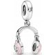  Charms Anhänger Rosa Kopfhörer 925 Silber