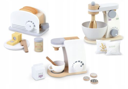  Eine Reihe von Haushaltsgeräten: Mixer, Toaster, Kaffeemaschine