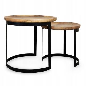  Gomla Mango runder Couchtisch 51 x 43 x 53 cm