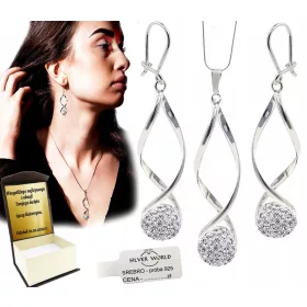    925 SILBER-SET AUS DAMENSCHMUCK MIT NIEDLICHER ZIRKONIA-SWAROVSKI-GRAVUR