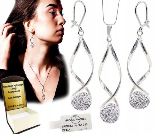 925 SILBER-SET AUS DAMENSCHMUCK MIT NIEDLICHER ZIRKONIA-SWAROVSKI-GRAVUR