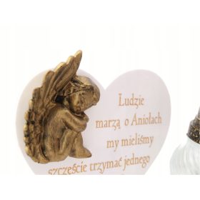  Kerze für ein Kind mit 3D-Engel, Grabstein + Gravur