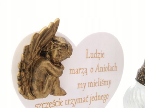  Kerze für ein Kind mit 3D-Engel, Grabstein + Gravur