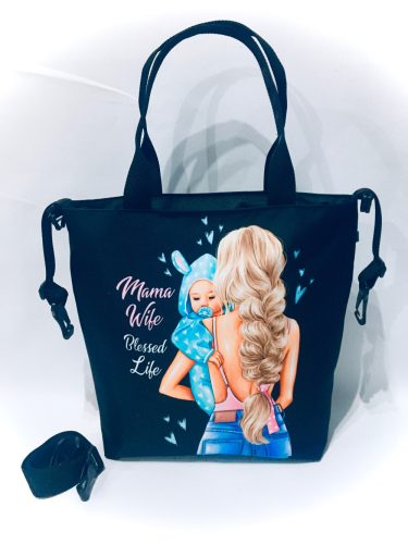  ORGANISATOR-KINDERWAGENTASCHE FÜR MUTTER, BLONDE MUTTER UND SOHN
