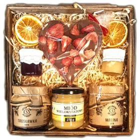  KORB-GESCHENKSET MARMELADE SCHOKOLADE HONIG