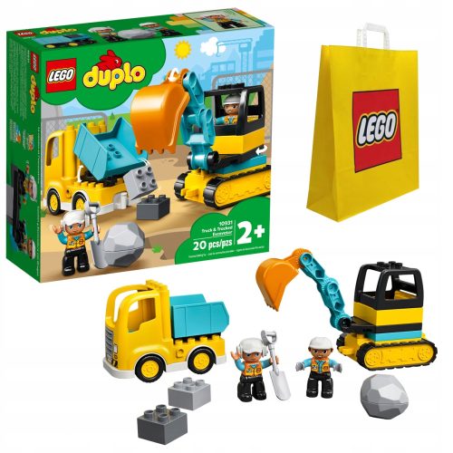  LEGO Duplo 10931 LKW- und Raupenbagger + LEGO 6315792 PAPIERBEUTEL VP MEDIUM M 34X41X10 TE
