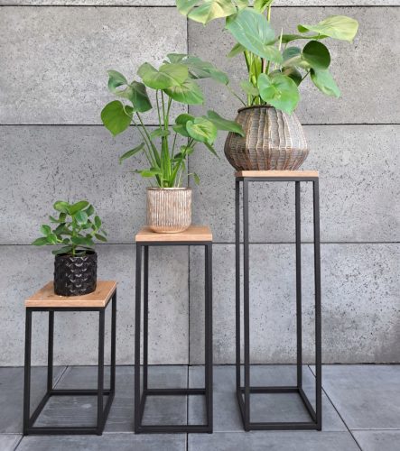 BLUMENSTÄNDER AUS HOLZ 3x Loft Blumenständer Metall Blumenständer SET